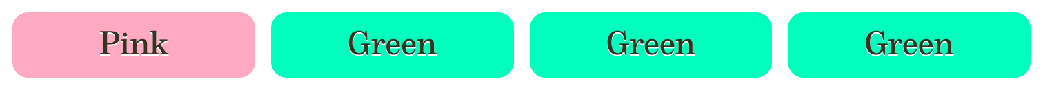 A screenshot showing four rounded elements: the first one is pink, and the other three are green.